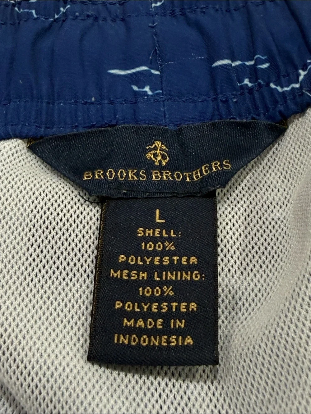 Brooks Brothers Mens Swim Trunks Size L Navy Blue Nautical Sailboat Blueprint